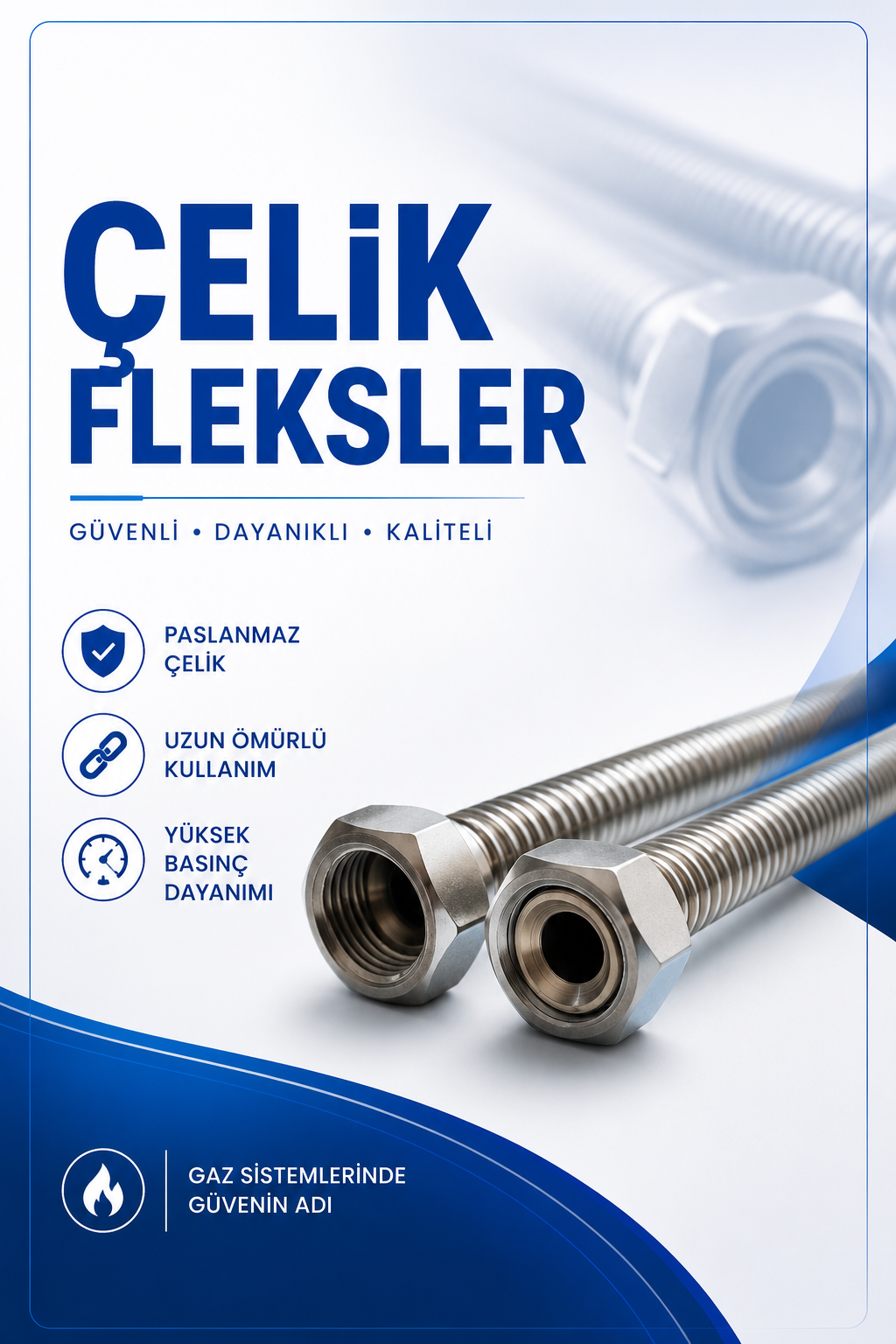 Paslanmaz Çelik Esnek Gaz Fleks Hortumları Afişi